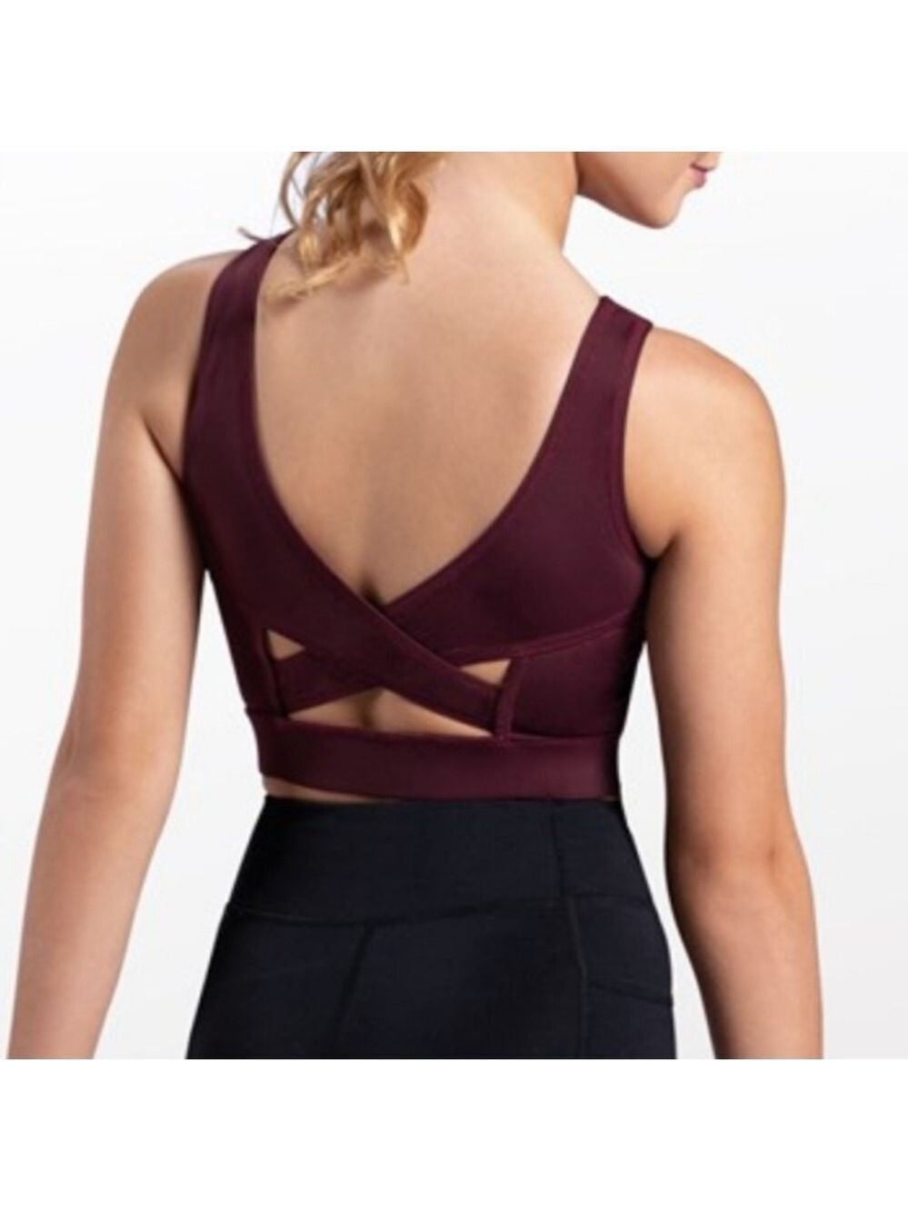 Flex Tek Cross Back Crop Wine Top Small - New Without Tags